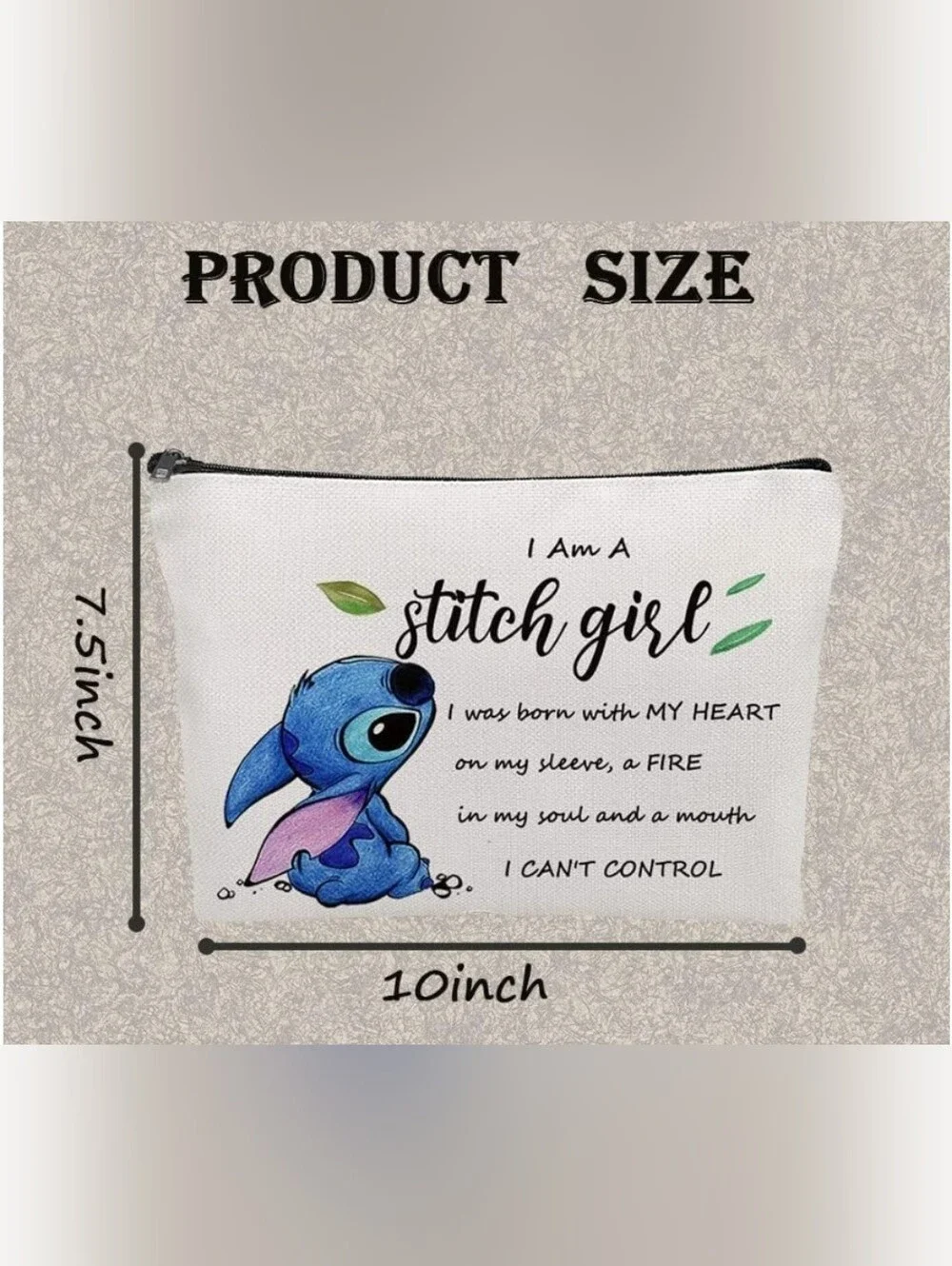 I Am A Stitch Girl Cosmetic Zippered Bag -NIP